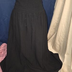 XXL Black Smocked Waist Midi Skirt - Women